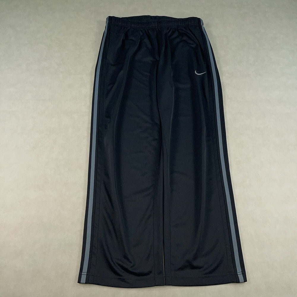 Vintage Y2K Nike Black Gray Striped Baggy Track Pants Soccer Training Mens XL